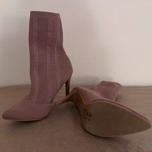 💚 Women's Knit Sock Ankle Boots Mauve Stiletto Heel Size 9.5